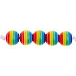 Kunststoff-Perlen, Itoshii, gestreift, rund, 6 mm, 80 Stk, Regenbogen