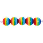 Kunststoff-Perlen, Itoshii, gestreift, rund, 8 mm, 48 Stk, Regenbogen