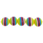 Kunststoff-Perlen, Itoshii, gestreift, rund, 8 mm, 48 Stk, Lila Gelb Mix