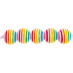 Kunststoff-Perlen, Itoshii, gestreift, rund, 8 mm, 48 Stk, Regenbogen Candy