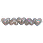 Kunststoff-Perlen, Herz holographisch, 17 x 15 x 9 mm, 12 Stk, Grau
