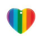 Kunststoff-Anhnger, Itoshii, Herz, gestreift, 26 x 23 x 3 mm, 1 Stk, Regenbogen