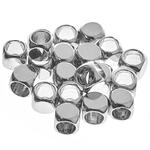 Metall Groloch-Perlen, Itoshii Ponii, Wrfel, 5 x 5 mm, 20 Stk, Silber