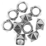 Metall Groloch-Perlen, Itoshii Ponii, Polygon, 11 x 7 mm, 10 Stk, Silber