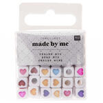 Kunststoff-Perlen, Wrfel Mix Herz, 7 x 7 x 7 mm, 72 Stk, Multicolor