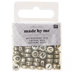 Kunststoff-Perlen, Itoshii, Buchstaben Mix, rund, 7 x 4 mm, 165 Stk, Gold