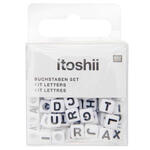 Kunststoff-Perlen, Itoshii, Buchstaben Mix, Wrfel, 6 x 6 x 6 mm, 99 Stk, Wei