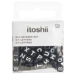 Kunststoff-Perlen, Itoshii, Buchstaben Mix, Wrfel, 6 x 6 x 6 mm, 99 Stk, Schwarz