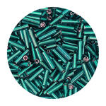 Rocailles-Perlen St�bchen, 6,75 mm, 14 g, Petrol Irisierend