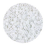 Rocailles-Perlen, 2 mm, 14 g, Wei Irisierend