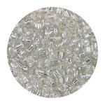 Rocailles-Perlen, 4 mm, 14 g, Transparent mit Silbereinzug