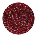 Rocailles-Perlen, 4 mm, 14 g, Rot mit Silbereinzug