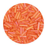 Rocailles-Perlen Stbchen, 6,75 mm, 14 g, Orange Irisierend Matt