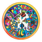 Gutta-Fensterbild 20cm, Pong� 08, Chicago