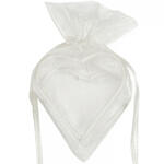 SALE Beutel aus Organza mit Herzrahmen, wei�, 4 Stk.