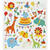Stickerbogen, selbstklebend, 15x16,5cm, Motiv: Tier-Orchester