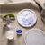 NEU Kreativ-Set Harzgieen, Rundes Tablett mit Marmorierung, Blau, Wei Bild 3