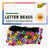 Buchstabenperlen, eckig, 100 St�ck, farbig sortiert, inkl. Gummiband