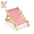 Mini Liegestuhl rot-weiß, aus Holz, ca.10 cm - Mini Liegestuhl Natur, 10 cm