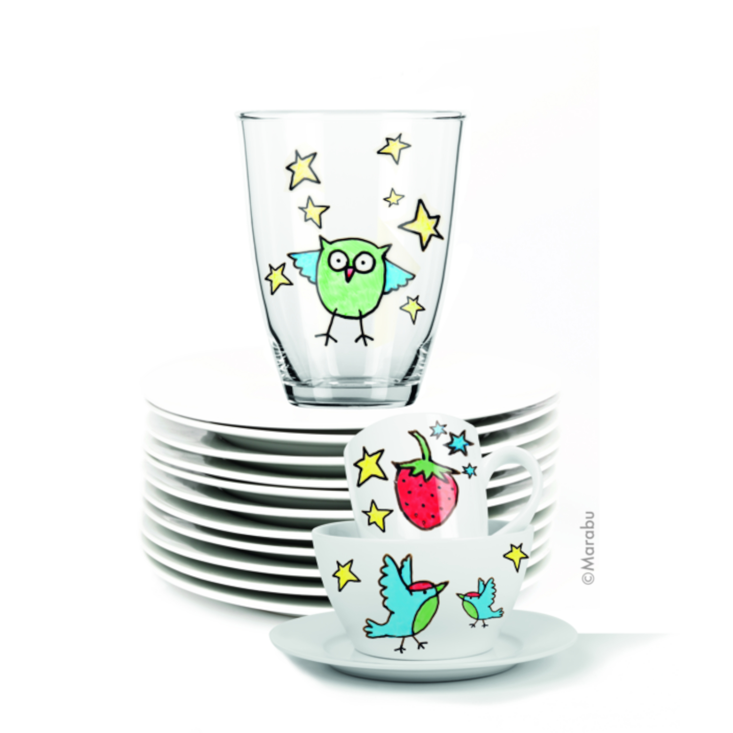 NEU Marabu KiDS Porcelain & Glas Painter, 10er Sortierung, MEGA FUN, 1-3 mm Bild 4