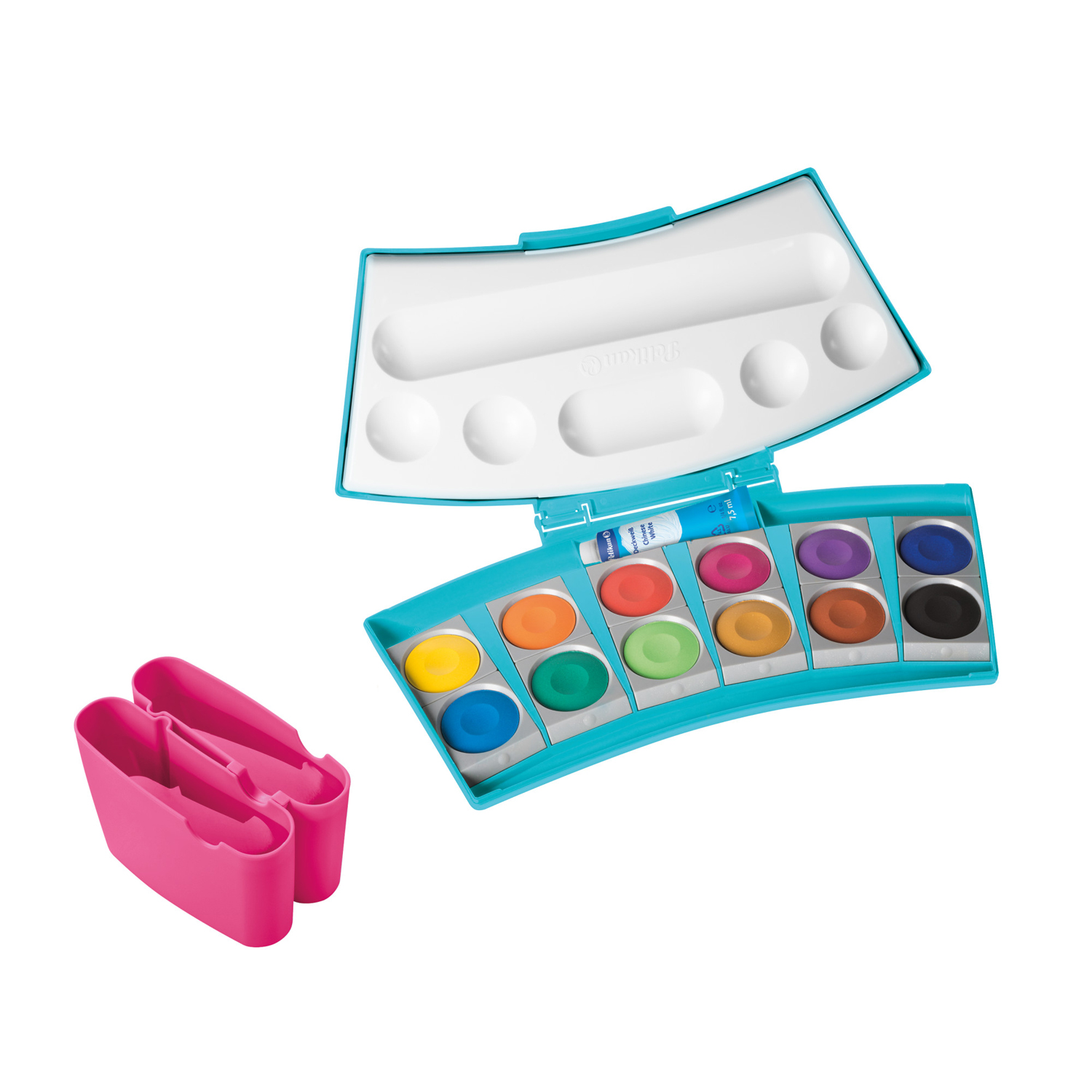 SALE Pelikan Wasserfarbkasten / Deckfarbkasten Procolor, 12 Farben, Trkis-Pink Bild 4