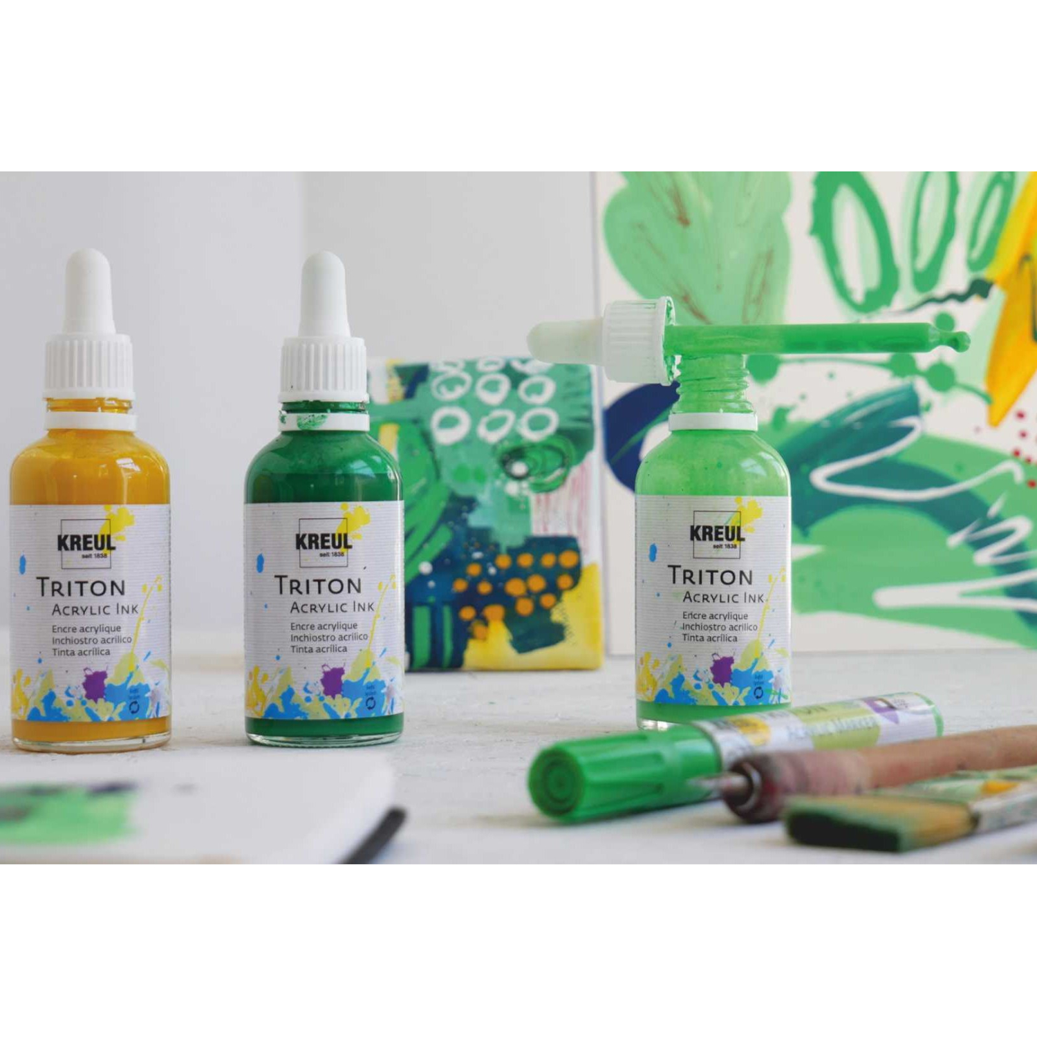 SALE KREUL Triton Acrylic Ink Silber, 50 ml Bild 4