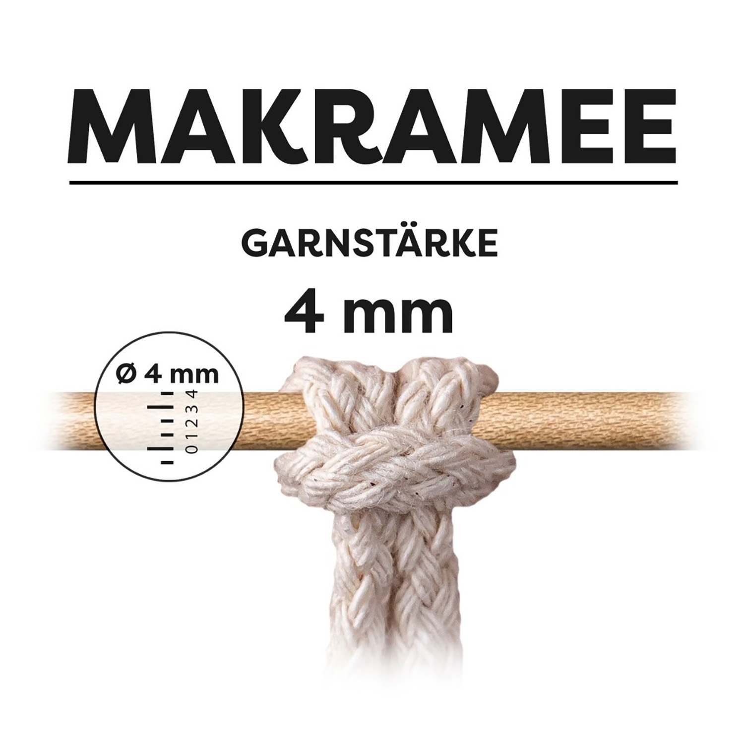 NEU myboshi Makramee-Garn / Baumwollgarn zum Knüpfen, 4 mm geflochten, 50 m, Farbton: Natur Bild 3