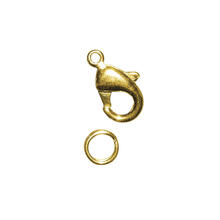Karabiner-Schließe m. Ring, 9,5mm, 2Stück, gold