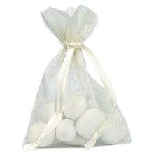 Organza S�ckchen, Creme, 7.5 x 10 cm, 10 St�ck
