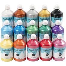 Metallic-Acrylfarbe, Sortierte Farben, 15 x 500 ml
