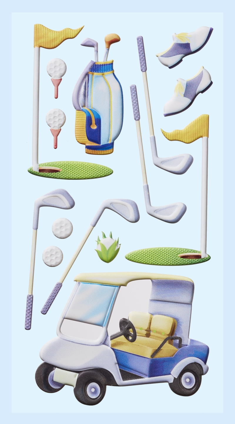 NEU SOFTY 3-D Sticker / Aufkleber, Golf, 1 Bogen