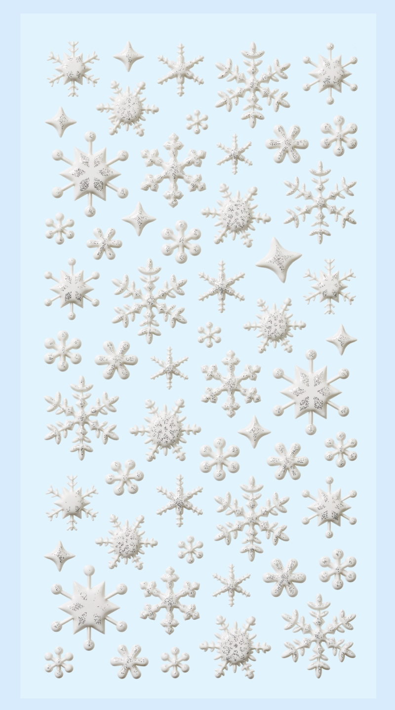 NEU SOFTY 3-D Sticker / Aufkleber, Eiskristall / Schneeflocke, silber, 1 Bogen