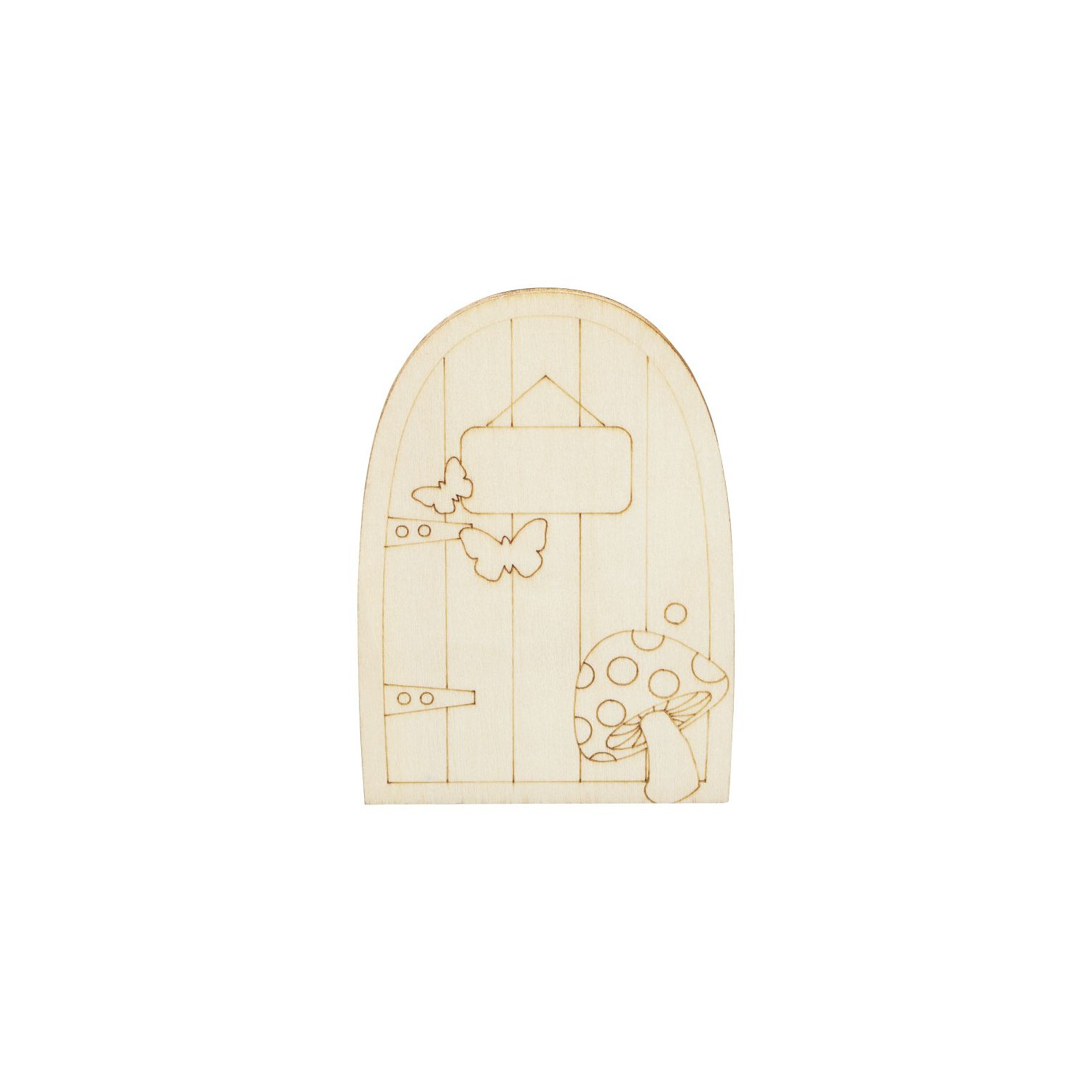 NEU Miniatur Tr / Wichteltr mit Pilzmotiv, Holz, 6 x 10 x 0,3 cm