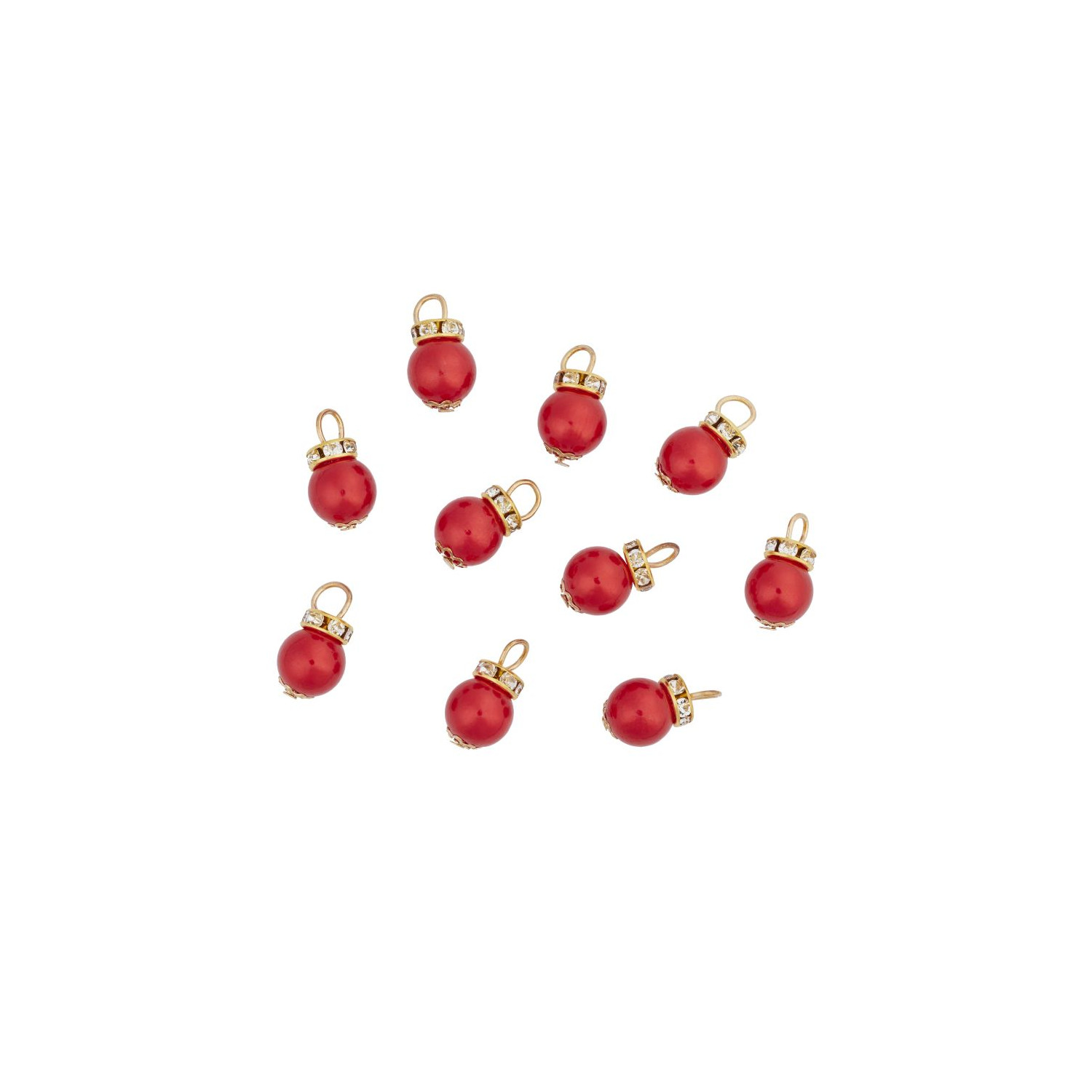 NEU Miniatur Christbaumkugeln aus Kunststoff, rot, 10 Stck, ca. 1 cm