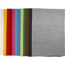Bastelfilz, Gr��e 42x60 cm, Dicke 3 mm, Farbmix, 12 St�ck sortierte Farben