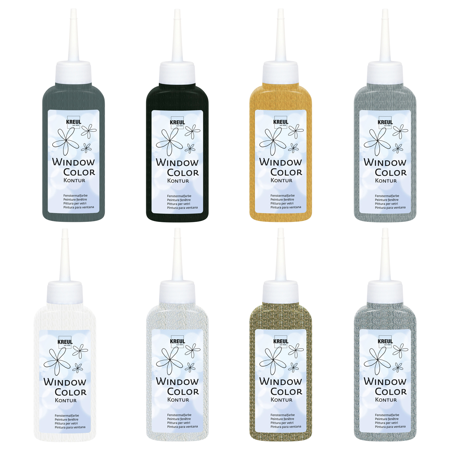 Kreul Windowcolor-Malfarbe GlasDesign, Konturenfarbe, 80ml - Verschiedene Farbtöne
