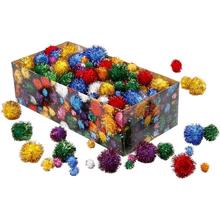 NEU Glitzer-Pompons, D: 15-40 mm, ca. 400 sortiert, 400 g