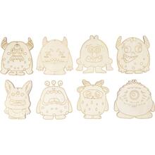 Holzfiguren, 24 St�ck, Monster, H�he 12,4 cm, Dicke 3 mm