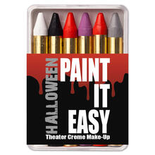 NEU PAINT IT EASY Theater Creme-Make-Up, Schminkstifte auf Fettbasis, in Kunststoffbox, 6 Halloween-Farben