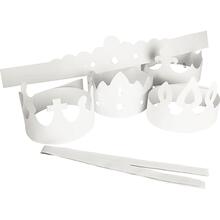 Kronen aus Karton, 5 St�ck, H�he 10-16,5 cm, L�nge 60 cm, 230 g, Wei�