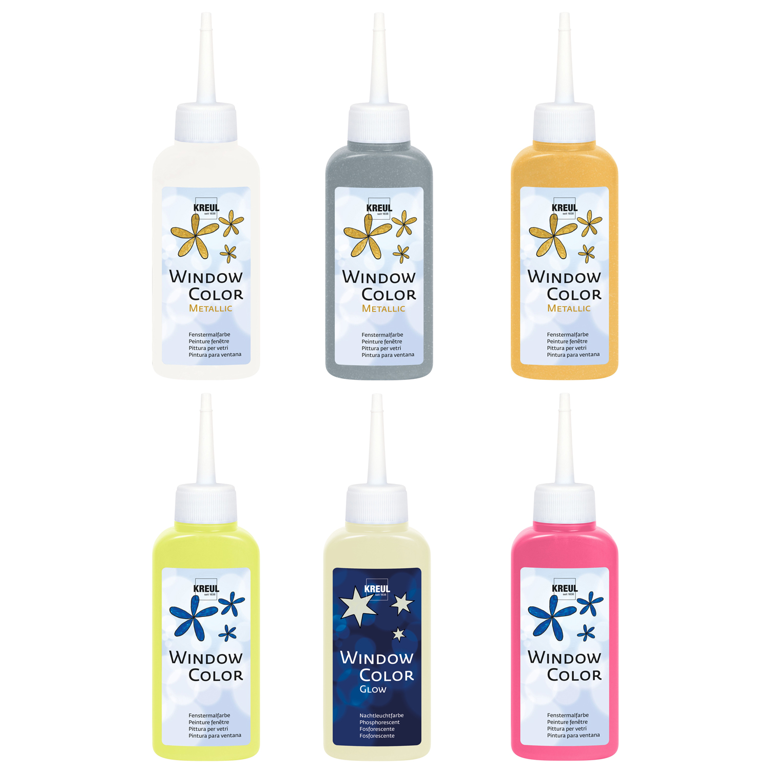 Kreul Windowcolor-Malfarbe GlasDesign, Effekt-Farben, 80ml - Verschiedene Farbtöne