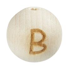 SALE Buchstaben-Kugel aus Buche natur, gebohrt, 12mm, 1 Stck, B