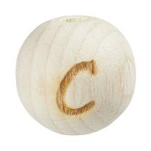 SALE Buchstaben-Kugel aus Buche natur, gebohrt, 12mm, 1 Stck, C