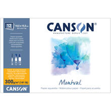 NEU Montval Aquarellblock geleimt, 10,5 x 15,5 cm, 12 Blatt, 300 g/m, Feinkorn