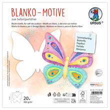 Blanko-Motiv Schmetterling aus Fotokarton, 300g/qm, 20 Stck, 22 x 22 cm
