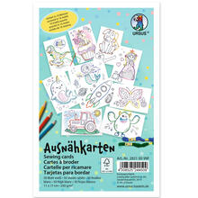 Ausnhkarten zum Aussticken und Ausmalen, 11 x 17 cm, 50 Blatt, 10 Motive