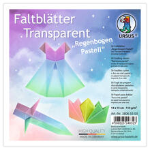 Faltbltter Transparentpapier, 15 x 15 cm, 115g/qm, 50 Blatt, Regenbogen Pastell