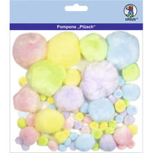 Pompons Plüsch 60 Stk. Pastellfarben-Mix