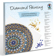 Diamond Painting Set Mandala, 30 x 30 cm Keilrahmen mit Zubehr, Blau-Wei-Gelb