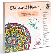 Diamond Painting Set Mandala, 30 x 30 cm Keilrahmen mit Zubehr, Gelb-Wei-Rot
